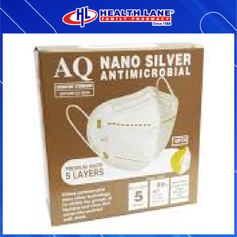 AQ  FACE MASK 5PLY KN95 NANO SILVER-WHITE(10'S)